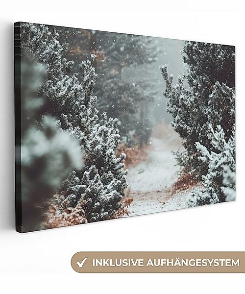 OneMillionCanvasses® Leinwandbild Wald - Winter - Bäume - Natur - Weg - Sch günstig online kaufen