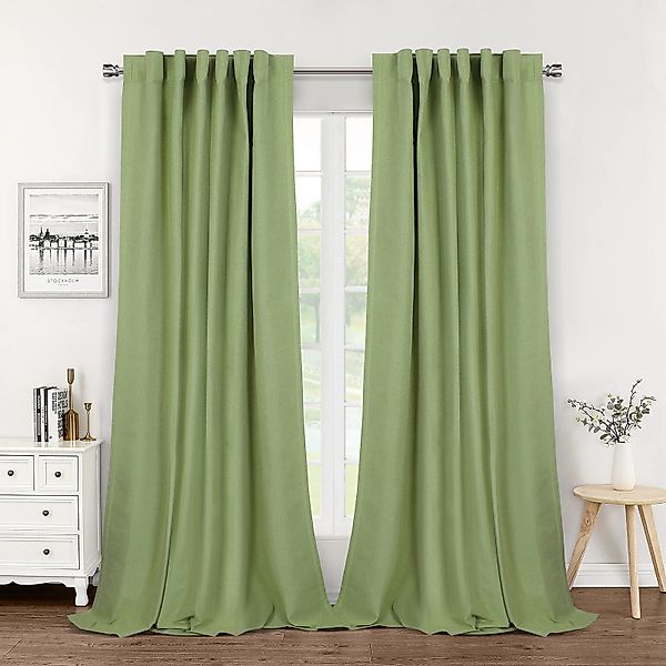 Jibenhome Gardine 100% Blickdichte Leinenoptik Vorhänge Thermovorhang Kälte günstig online kaufen