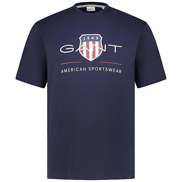 Gant T-Shirt mit Label-Print Farbe dunkelblau Größe: 3XL günstig online kaufen