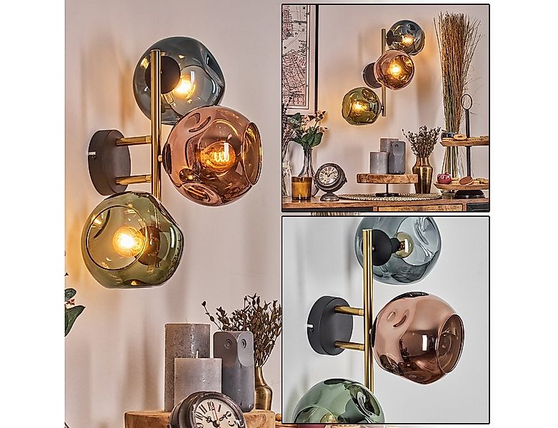 hofstein Wandleuchte Wandlampe aus Metall/Glas in Schwarz/Gold/Kupfer/Blau/ günstig online kaufen
