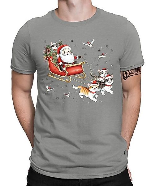 Quattro Formatee Kurzarmshirt Weihnachtsschlitten Katzen - Weihnachten Niko günstig online kaufen