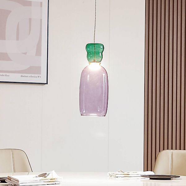 Lucande LED-Hängelampe Fay, lila/dunkelgrün, Glas, Ø 15 cm günstig online kaufen