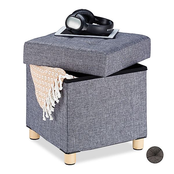 relaxdays Sitzhocker mit Stauraum, Dunkelgrau günstig online kaufen
