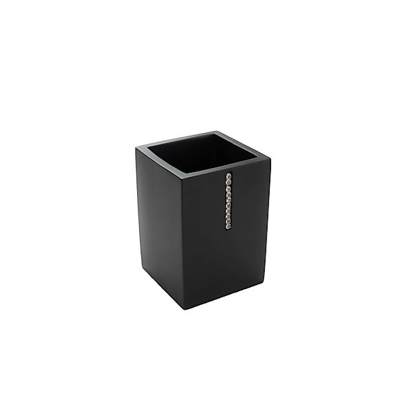 Bagnoxx Zahnputzbecher 7cm x 7cm x 10cm Schwarz mit Dekosteinen günstig online kaufen