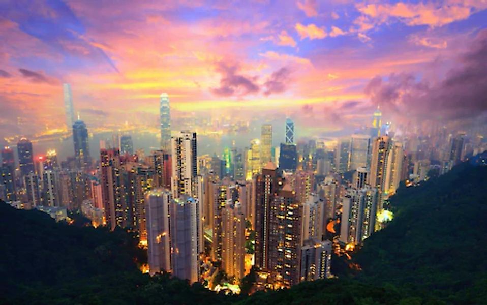 Papermoon Fototapete »HONG KONG-VICTORIA PEAK STADT INSEL SKYLINE MEER NACH günstig online kaufen
