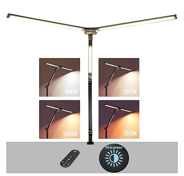 Jibenhome LED Schreibtischlampe Schreibtischlampe Dimmbar Doppelkopf, 24W L günstig online kaufen