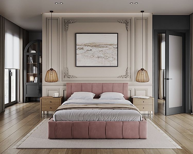 thematys Polsterbett Bett aus Velours Stauraumbett - TOPSELLER - MADE IN EU günstig online kaufen