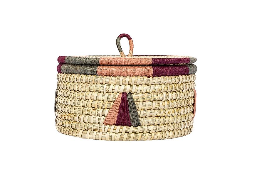 El Puente Aufbewahrungskorb Geflochtener Korb mit Deckel Bunt // Ø 35-cm // günstig online kaufen