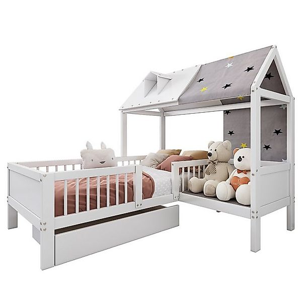 BlingBin Hausbett Hausförmiges Kinderbett Aus Holz, Einzelbett, Stauraumbet günstig online kaufen