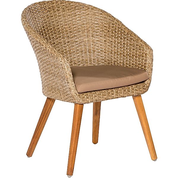 MERXX Gartenstuhl "Arrone" (Set) 2 Stk.2er Set, Alu/Polyrattan/Akazie, beig günstig online kaufen