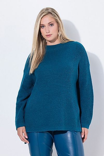 Ulla Popken Longpullover Rollkragen-Pullover Rippstrick oversized Langarm günstig online kaufen