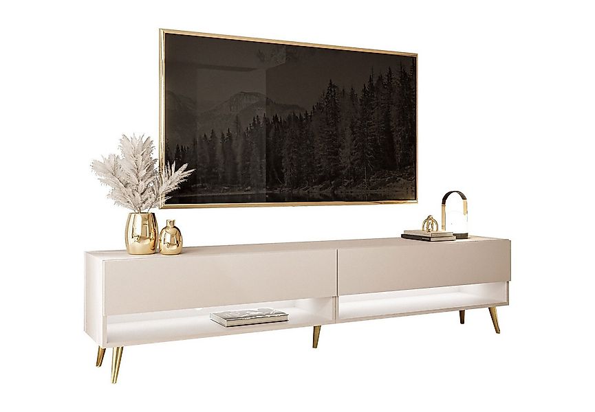 Lookway Lowboard CALANTE 180 cm RTV Schrank auf Beinen und LED-Beleuchtung günstig online kaufen