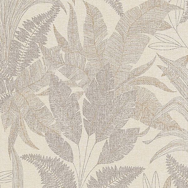 PROFHOME 396545-GU Landhaus Tapete Floral Matt Beige Gold 0,53 m x 10,05 m günstig online kaufen