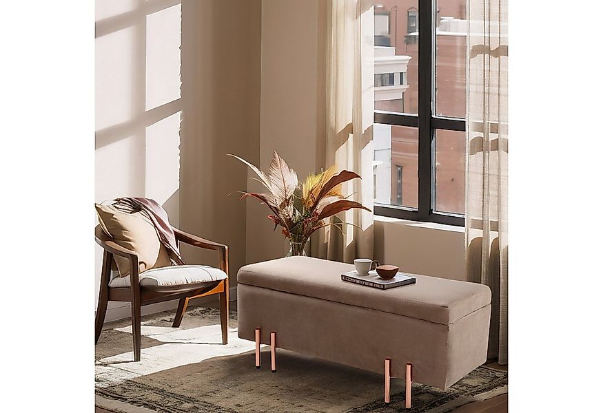 en.casa Sitztruhe, »Dals« Samt Metallbeine 118 x 40 x 42 cm Braun günstig online kaufen