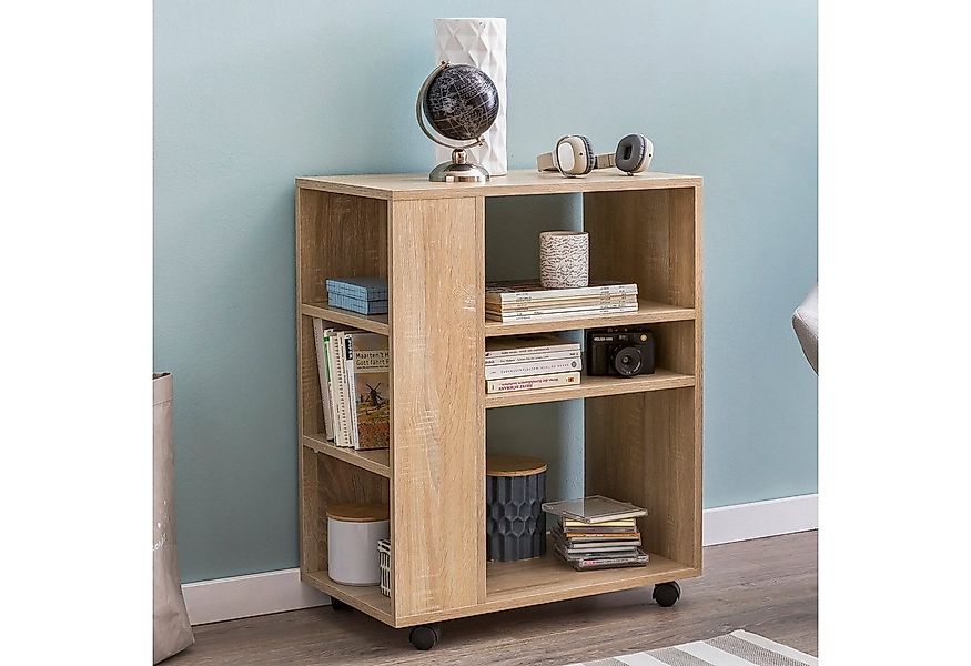 FINEBUY Standregal Regal Weiß Rollwagen 60x75x35 cm Regalwagen mit Rollen B günstig online kaufen