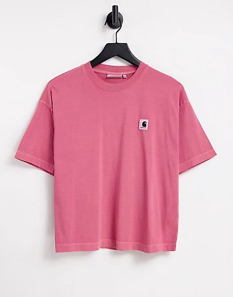 Carhartt WIP – Locker geschnittenes T-Shirt in Rosa mit Logo auf der Brust günstig online kaufen