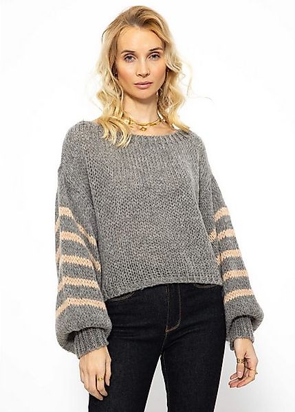 SASSYCLASSY Strickpullover Pullover Damen mit Streifenärmeln Damenpullover günstig online kaufen