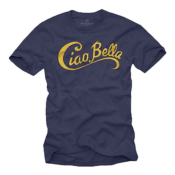 MAKAYA Print-Shirt Herren Italienischer Spruch Ciao günstig online kaufen
