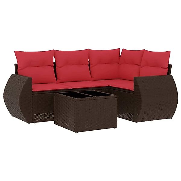 vidaXL 5-Tlg Gartensofa-Set mit Kissen Braun Polyrattan 3221323 günstig online kaufen