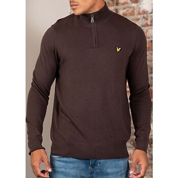 Lyle & Scott  Pullover Cotton merino quarter zip jumper - espresso günstig online kaufen
