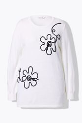 MIAMODA Strickpullover Pullover Blumen Ballon-Langarm günstig online kaufen