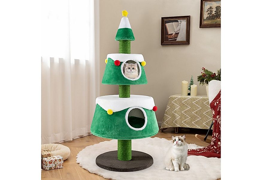 COSTWAY Kratzbaum, mit 2 Katzenhöhlen & Spielzeug, 153cm hoch günstig online kaufen