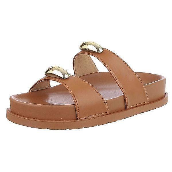 Ital-Design Bequeme Damen-Sandalen mit goldenen Details günstig online kaufen
