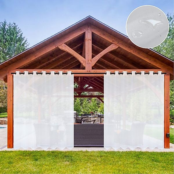 Jibenhome Outdoorvorhang Terrassenvorhang,Transparent Gardinen mit Ösen, günstig online kaufen