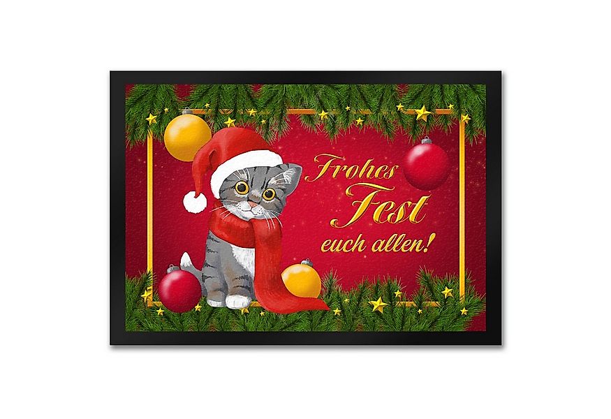 speecheese Fußmatte Frohes Fest Katze Fußmatte in 35x50 cm zu Weihnachten günstig online kaufen