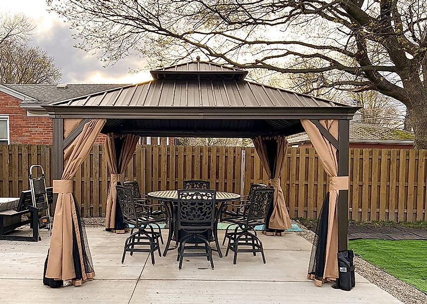 PURPLE LEAF Pavillon Außenbereich Alu Gartenpavillon mit Stahldach Hardtop günstig online kaufen