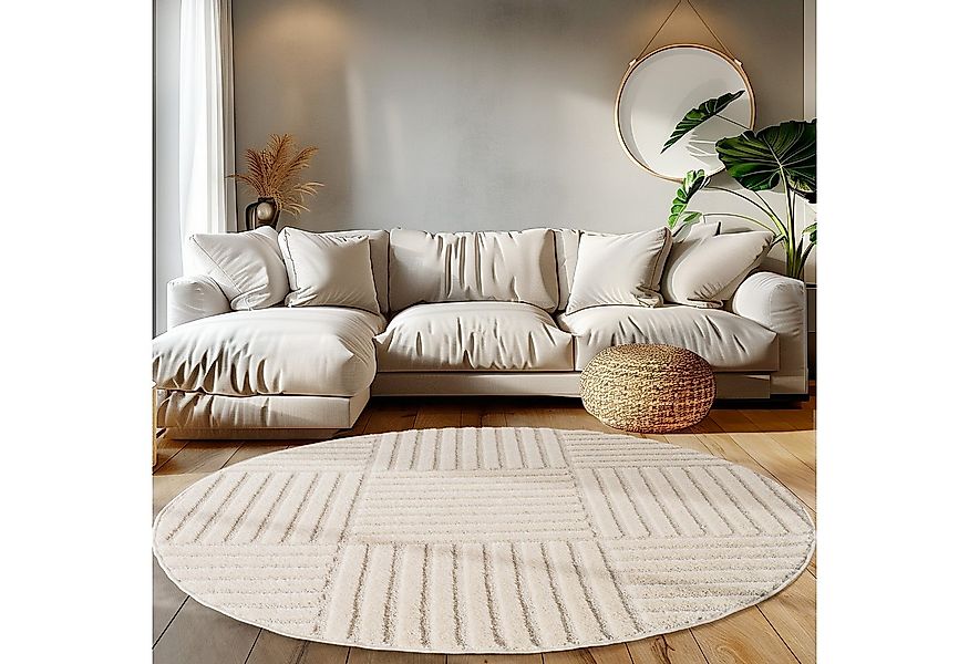 Teppium Hochflor-Teppich Boho-Design, Rund, Höhe: 20 mm, Teppich Wohnzimmer günstig online kaufen