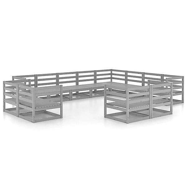 vidaXL 12-tlg Garten-Lounge-Set Grau Kiefer Massivholz Modell 6 günstig online kaufen