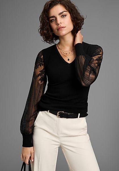 Melrose V-Ausschnitt-Pullover Feinstrickpullover mit Ärmeln aus günstig online kaufen