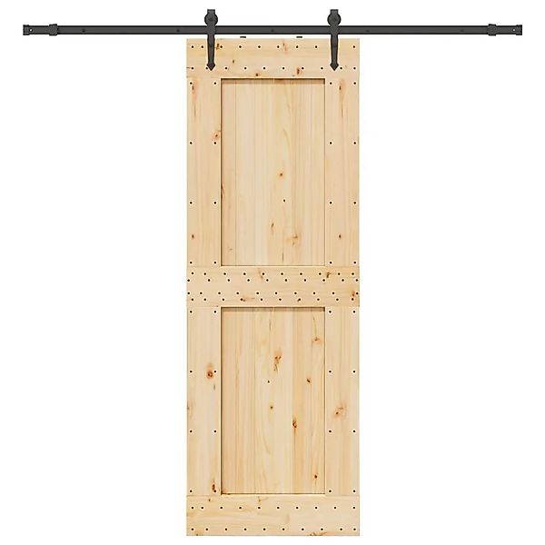 vidaXL Schiebetür mit Beschlag 80x210 cm Massivholz Kiefer 3332743 günstig online kaufen