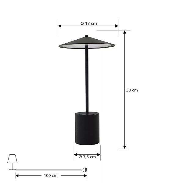Lindby Ayva LED-Akkutischleuchte, dimmbar, schwarz günstig online kaufen