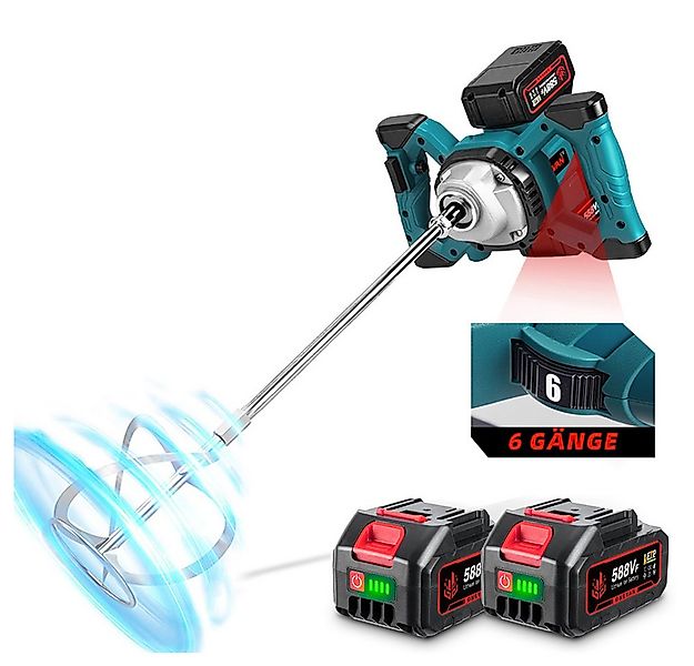 ONEVAN Rührwerk Akku-Betonrührer 65Nm Brushless Farbmörtelrührer mit 2 x Ak günstig online kaufen