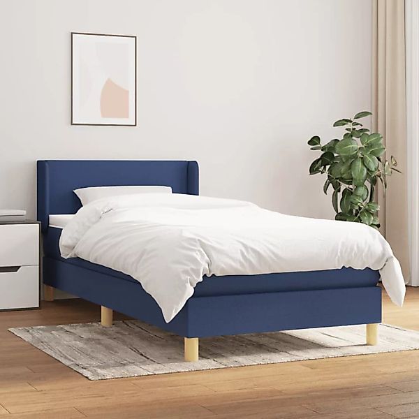 vidaXL Boxspringbett Boxspringbett mit Matratze Blau 100x200 cm Stoff Bett günstig online kaufen