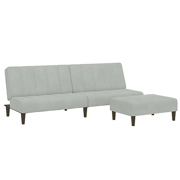 vidaXL Schlafsofa 2-Sitzer mit Fußhocker Hellgrau Samt 3258092 günstig online kaufen