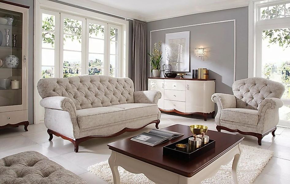 JVmoebel Sofa Klassische Chesterfield Sofagarnitur Couch Dreisitzer+Sessel günstig online kaufen