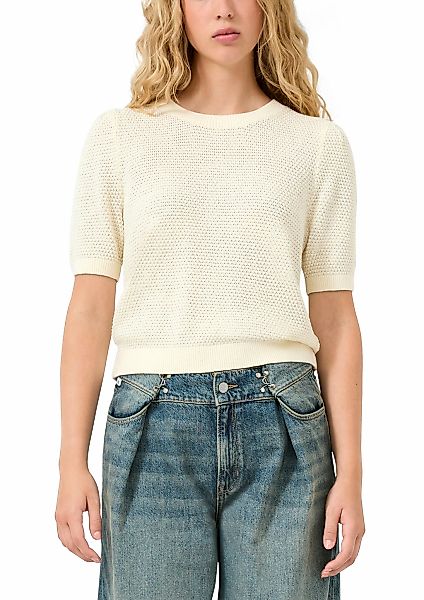 QS Strickpullover Halbarm und in Waben-Optik günstig online kaufen
