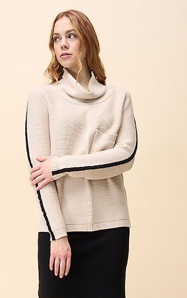 Passioni Strickpullover mit einer Vordertasche und schwarzen Streifen an de günstig online kaufen