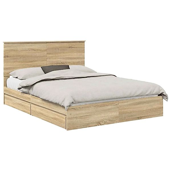 vidaXL Stauraumbett Sonoma-Eiche 150 x 200 cm Holzwerkstoff 3411196 günstig online kaufen