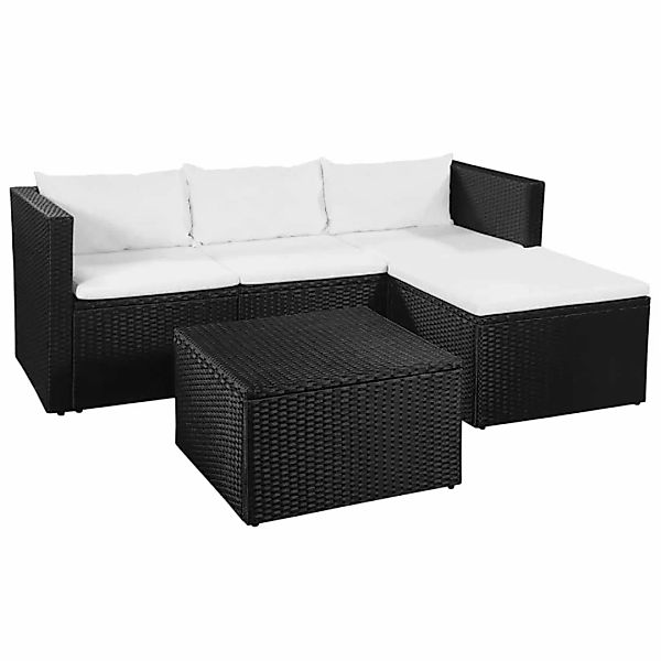 3-tlg. Garten-lounge-set Poly Rattan Schwarz Und Weiß günstig online kaufen