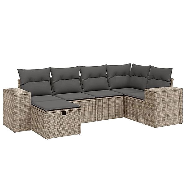 vidaXL 6-Tlg Garten-Sofagarnitur mit Kissen Grau Poly Rattan 3264416 günstig online kaufen