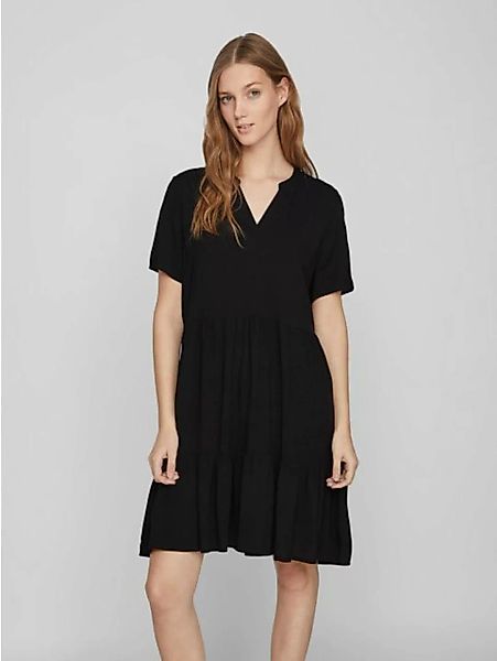 Vila Shirtkleid Lockeres Sommer Dress Stufen-Look Volant Kleid mit V-Neck ( günstig online kaufen