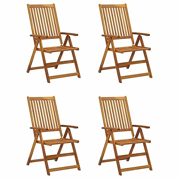 Verstellbare Gartenstühle 4 Stk. Mit Auflagen Massivholz Akazie günstig online kaufen