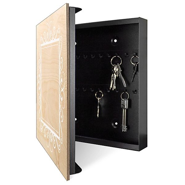 Banjado Großer Schlüsselkasten Holz 30x30cm Schwarz Scharnier Links 50 Hake günstig online kaufen