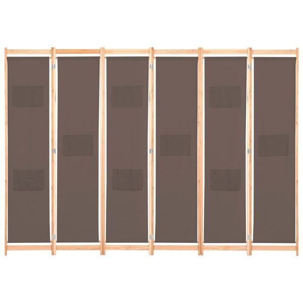 6-teiliger Raumteiler Braun 240 X 170 X 4 Cm Stoff günstig online kaufen