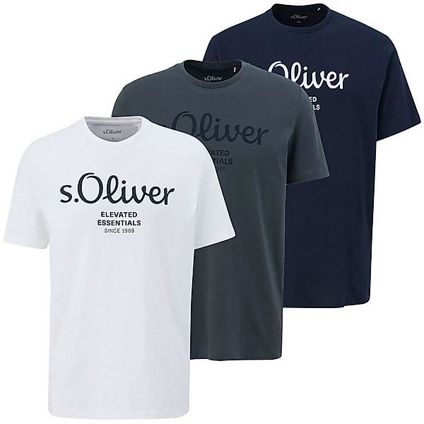 s.Oliver T-Shirt Basic (3-tlg) aus reiner Baumwolle, mit Logo-Print auf der günstig online kaufen