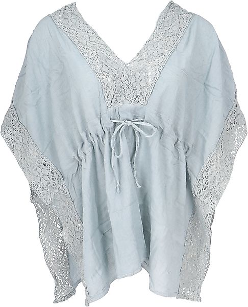 Guru-Shop Longbluse Kurze Kaftanbluse mit Spitze, günstig online kaufen